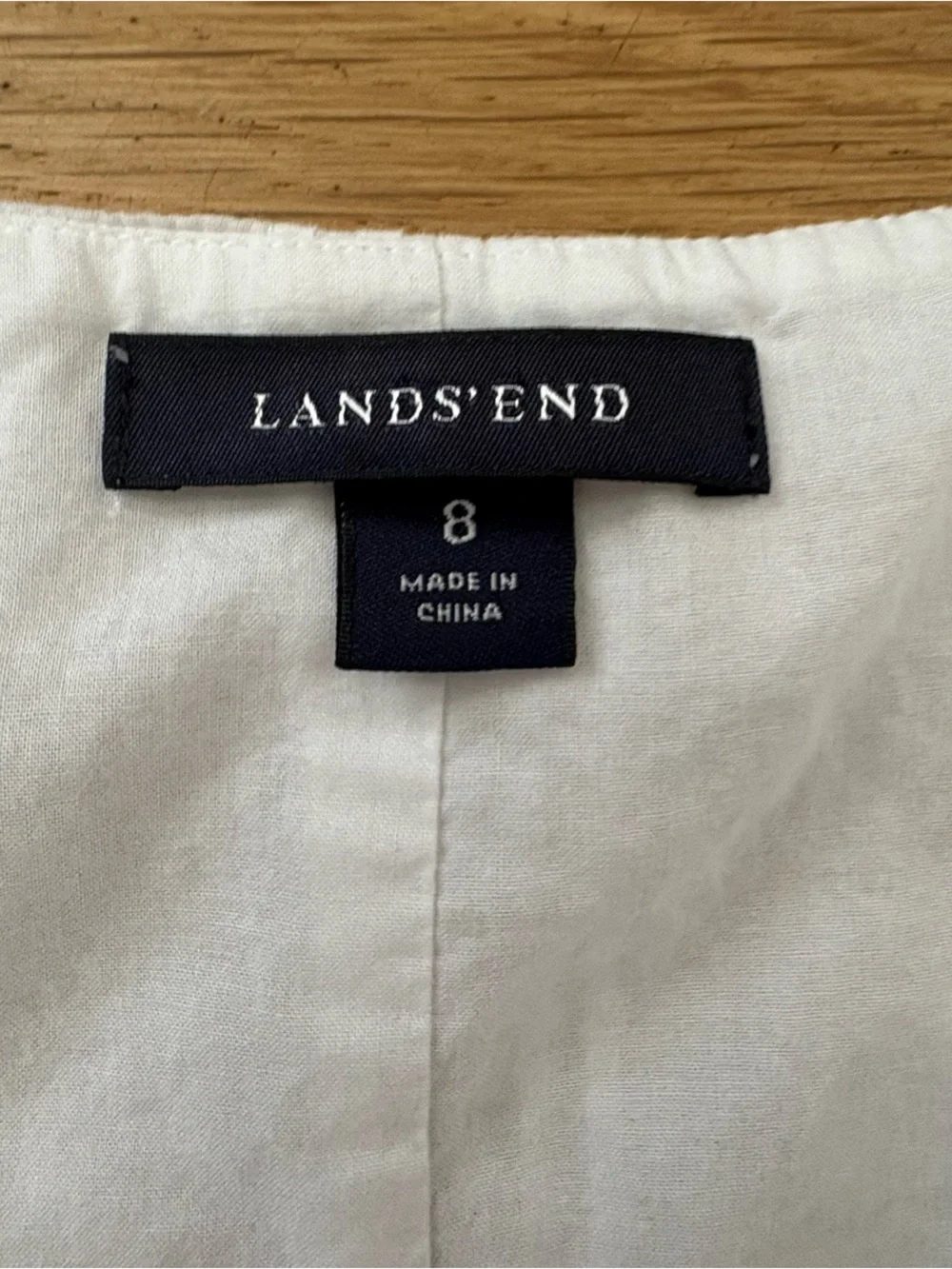 Lands' End White Pintuck Dress 100% Cotton Size 8 Pockets - Picture 2 of 8